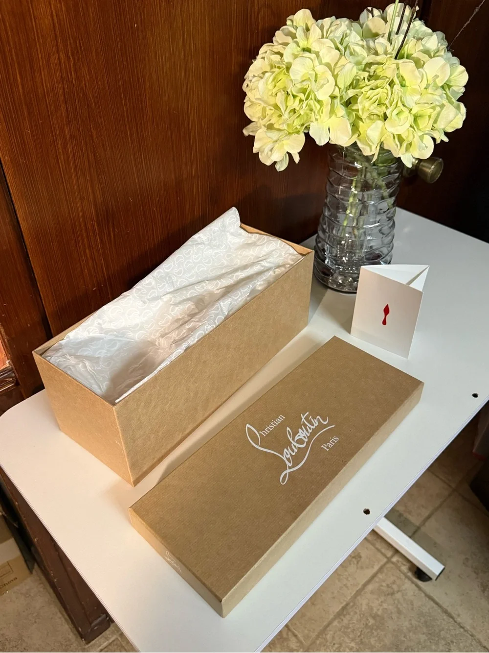 Christian Louboutin Brown Designer Shoebox with White Logo
